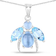 Bids.com 9.06 Carat Genuine Blue Topaz and White Topaz .925 Sterling Silver Pendant Pendants White Smoke size 18.00