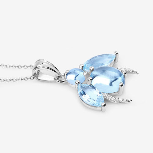 Bids.com 9.06 Carat Genuine Blue Topaz and White Topaz .925 Sterling Silver Pendant Pendants White Smoke size 18.00