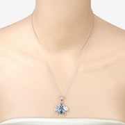 Bids.com 9.06 Carat Genuine Blue Topaz and White Topaz .925 Sterling Silver Pendant Pendants Peach Puff size 18.00