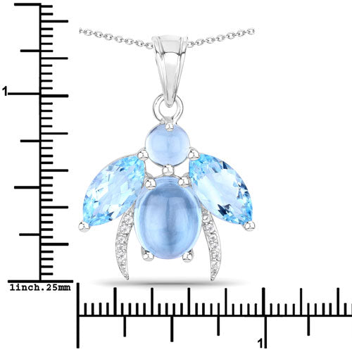 Bids.com 9.06 Carat Genuine Blue Topaz and White Topaz .925 Sterling Silver Pendant Pendants White Smoke size 18.00