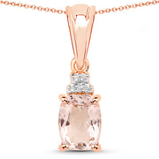 Bids.com 1.12 Carat Genuine Morganite and White Topaz .925 Sterling Silver Pendant Pendants White Smoke Default Title