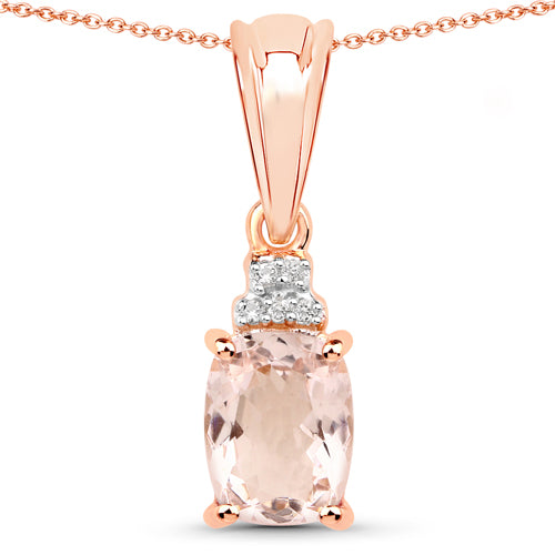 Bids.com 1.12 Carat Genuine Morganite and White Topaz .925 Sterling Silver Pendant Pendants White Smoke Default Title