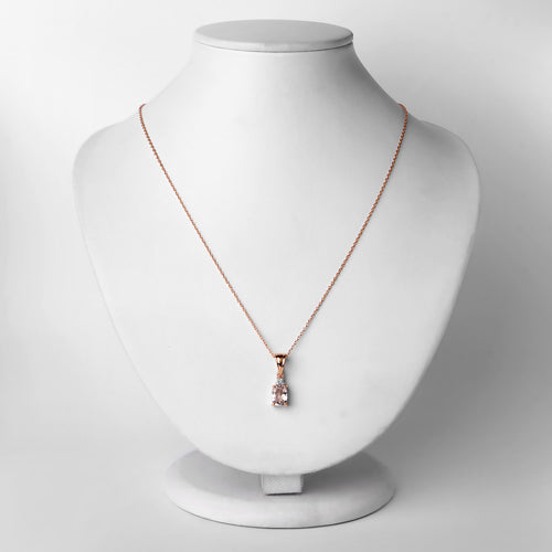 Bids.com 1.12 Carat Genuine Morganite and White Topaz .925 Sterling Silver Pendant Pendants Lavender