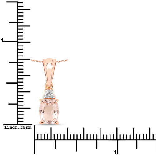 Bids.com 1.12 Carat Genuine Morganite and White Topaz .925 Sterling Silver Pendant Pendants White Smoke