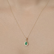 Bids.com 0.89 Carat Genuine Zambian Emerald and White Diamond 14K Yellow Gold Pendant Pendants Tan