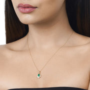 Bids.com 0.89 Carat Genuine Zambian Emerald and White Diamond 14K Yellow Gold Pendant Pendants Tan