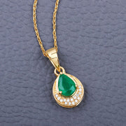 Bids.com 0.89 Carat Genuine Zambian Emerald and White Diamond 14K Yellow Gold Pendant Pendants Slate Gray