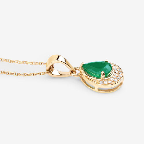 Bids.com 0.89 Carat Genuine Zambian Emerald and White Diamond 14K Yellow Gold Pendant Pendants White Smoke