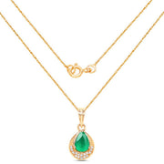 Bids.com 0.89 Carat Genuine Zambian Emerald and White Diamond 14K Yellow Gold Pendant Pendants White Smoke