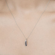 Bids.com 0.40 Carat Genuine Blue Sapphire and White Diamond 14K White Gold Pendant Pendants Gray