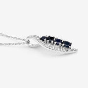 Bids.com 0.40 Carat Genuine Blue Sapphire and White Diamond 14K White Gold Pendant Pendants White Smoke