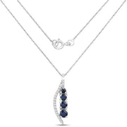 Bids.com 0.40 Carat Genuine Blue Sapphire and White Diamond 14K White Gold Pendant Pendants White Smoke