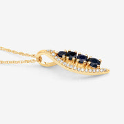 Bids.com 0.40 Carat Genuine Blue Sapphire and White Diamond 14K Yellow Gold Pendant Pendants White Smoke