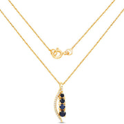 Bids.com 0.40 Carat Genuine Blue Sapphire and White Diamond 14K Yellow Gold Pendant Pendants White Smoke