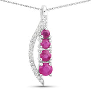 Bids.com 0.43 Carat Genuine Ruby and White Diamond 14K White Gold Pendant Pendants White Smoke Default Title