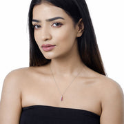 Bids.com 0.43 Carat Genuine Ruby and White Diamond 14K White Gold Pendant Pendants White Smoke