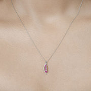 Bids.com 0.43 Carat Genuine Ruby and White Diamond 14K White Gold Pendant Pendants Gray