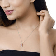 Bids.com 0.43 Carat Genuine Ruby and White Diamond 14K White Gold Pendant Pendants Tan