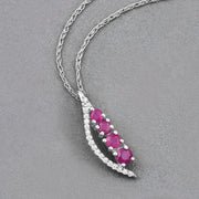 Bids.com 0.43 Carat Genuine Ruby and White Diamond 14K White Gold Pendant Pendants Dark Gray