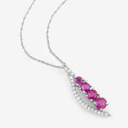 Bids.com 0.43 Carat Genuine Ruby and White Diamond 14K White Gold Pendant Pendants White Smoke