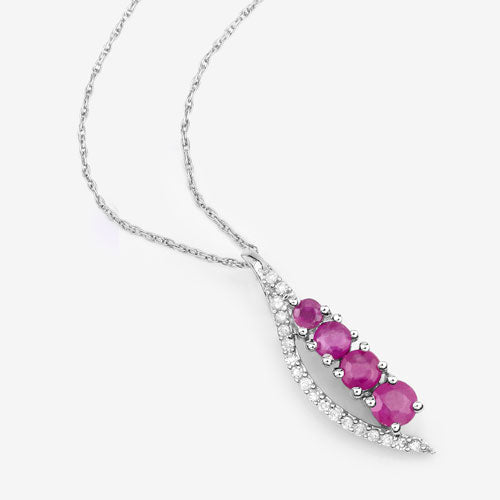 Bids.com 0.43 Carat Genuine Ruby and White Diamond 14K White Gold Pendant Pendants White Smoke