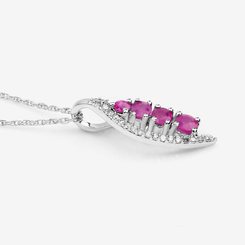 Bids.com 0.43 Carat Genuine Ruby and White Diamond 14K White Gold Pendant Pendants White Smoke