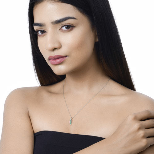 Bids.com 0.34 Carat Genuine Zambian Emerald and White Diamond 14K White Gold Pendant Pendants White Smoke