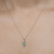 Bids.com 0.34 Carat Genuine Zambian Emerald and White Diamond 14K White Gold Pendant Pendants Tan
