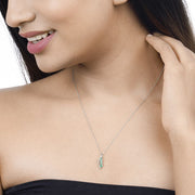 Bids.com 0.34 Carat Genuine Zambian Emerald and White Diamond 14K White Gold Pendant Pendants Wheat