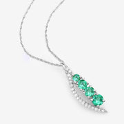 Bids.com 0.34 Carat Genuine Zambian Emerald and White Diamond 14K White Gold Pendant Pendants White Smoke