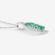 Bids.com 0.34 Carat Genuine Zambian Emerald and White Diamond 14K White Gold Pendant Pendants White Smoke