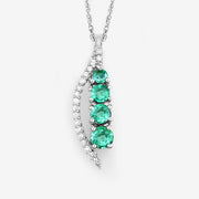 Bids.com 0.34 Carat Genuine Zambian Emerald and White Diamond 14K White Gold Pendant Pendants White Smoke