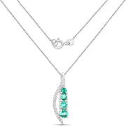 Bids.com 0.34 Carat Genuine Zambian Emerald and White Diamond 14K White Gold Pendant Pendants White Smoke