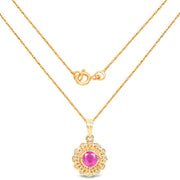 Bids.com 0.59 Carat Genuine Ruby and White Diamond 14K Yellow Gold Pendant Pendants White Smoke