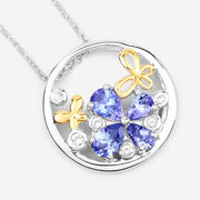 Bids.com 1.33 Carat Genuine Tanzanite and White Topaz .925 Sterling Silver Pendant Pendants White Smoke One,size 18.00