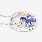 Bids.com 1.33 Carat Genuine Tanzanite and White Topaz .925 Sterling Silver Pendant Pendants White Smoke One,size 18.00