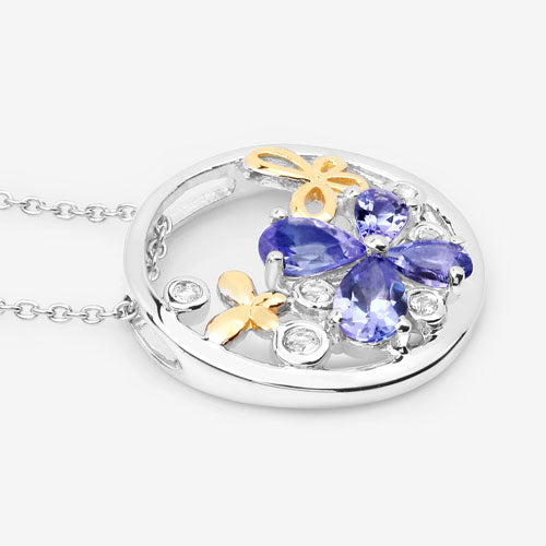 Bids.com 1.33 Carat Genuine Tanzanite and White Topaz .925 Sterling Silver Pendant Pendants White Smoke One,size 18.00