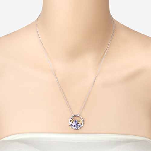 Bids.com 1.33 Carat Genuine Tanzanite and White Topaz .925 Sterling Silver Pendant Pendants Peach Puff One,size 18.00