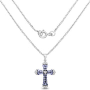 Bids.com 1.84 Carat Genuine Tanzanite and White Zircon .925 Sterling Silver Pendant Pendants White Smoke