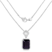 Bids.com 7.37 Carat Genuine Amethyst and White Zircon .925 Sterling Silver Pendant Pendants White Smoke