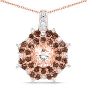 Bids.com 18K Rose Gold Plated 1.61 Carat Genuine Morganite, Smoky Quartz and White Zircon .925 Sterling Silver Pendant Pendants White Smoke Default Title