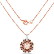 Bids.com 18K Rose Gold Plated 1.61 Carat Genuine Morganite, Smoky Quartz and White Zircon .925 Sterling Silver Pendant Pendants White Smoke