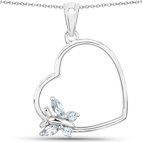 Bids.com 0.25 Carat Genuine Blue Topaz .925 Sterling Silver Pendant Pendants White Smoke Default Title