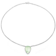 Bids.com 10.77 Carat Genuine Prehnite And White Topaz .925 Sterling Silver Pendant Pendants White Smoke
