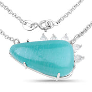 Bids.com 13.41 Carat Genuine Amazonite And White Topaz .925 Sterling Silver Pendant Pendants White Smoke Default Title