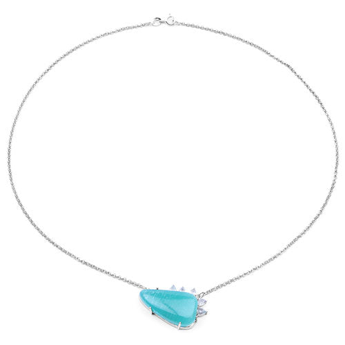 Bids.com 13.41 Carat Genuine Amazonite And White Topaz .925 Sterling Silver Pendant Pendants White Smoke