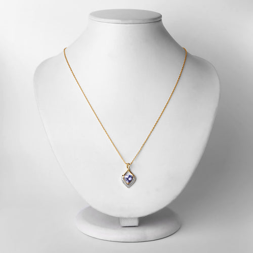 Bids.com 0.96 Carat Genuine Tanzanite and White Topaz .925 Sterling Silver Pendant Pendants Lavender