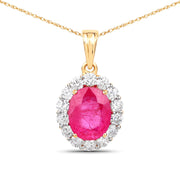 Bids.com 2.56 Carat Genuine Burma Ruby and White Diamond 18K Yellow Gold Pendant Pendants White Smoke One