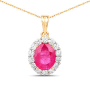 Bids.com 2.56 Carat Genuine Burma Ruby and White Diamond 18K Yellow Gold Pendant Pendants White Smoke size 16.00,size 18.00