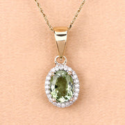 Bids.com 1.27 Carat Genuine Green Tourmaline and White Diamond 14K Yellow Gold Pendant Pendants Navajo White